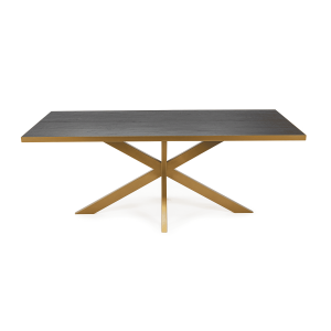 Stalux Eettafel 'Gijs' 240 x 100cm, kleur goud / zwart eiken