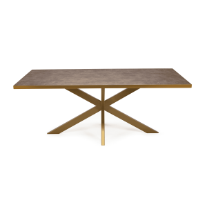 Stalux Eettafel 'Gijs' 200 x 100cm, kleur goud / lederlook bruin