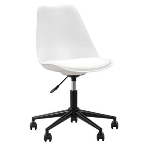 1+1 Gratis Leen Bakker - Bureaustoel Senja - Kunststof - Zwart Metaal - Metaal/Kunststof - Wit