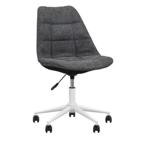 2e Halve Prijs Leen Bakker - Bureaustoel Senja - Geblokt Antraciet - Wit Metaal - Stof - Grijs - 65x65x87.5 Cm