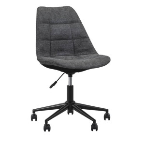 2e Halve Prijs Leen Bakker - Bureaustoel Senja - Geblokt Antraciet - Zwart Metaal - Stof - Grijs - 65x65x87.5 Cm