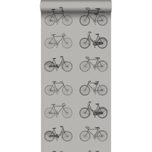 ESTAhome behang fietsen licht warm grijs - 53 cm x 10,05 m - 128502