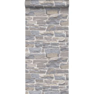 ESTAhome behang stenen muur lichtgrijs en beige - 53 cm x 10,05 m - 13