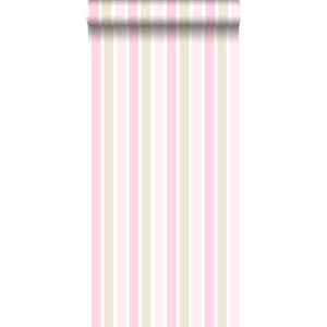 ESTAhome behang verticale strepen licht roze, beige en wit - 53 cm x 1