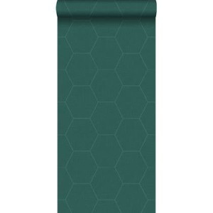 ESTAhome behang hexagon petrolgroen - 0,53 x 10,05 m - 148752