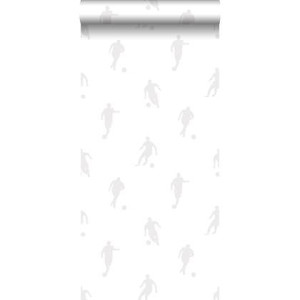ESTAhome behang voetbalspelers zilver op wit - 53 cm x 10,05 m - 12880