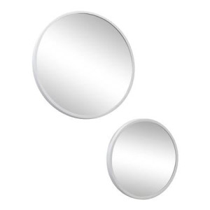 LOFT42 Mirror Spiegels Rond Wit Set van 2 - Metaal - Ã45 & Ã35