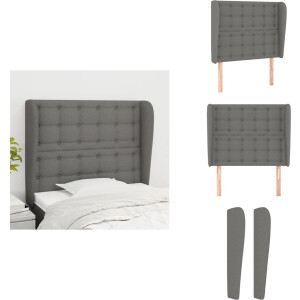 vidaXL Hoofdbord - Hoofdborden - Hoofdeinde - Houten Hoofdbord - Hoofdbord met randen 83x23x118/128 cm stof donkergrijs