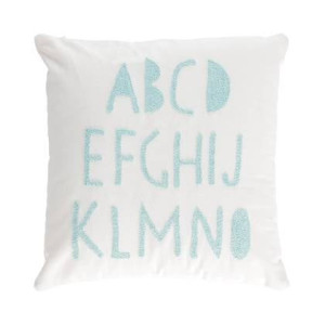 Kave Home - Keila kussenhoes 100% katoen wit alfabet blauw 45 x 45 cm
