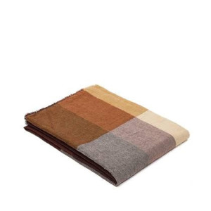 Kave Home - Meerkleurige Macel-deken van linnen en katoen met