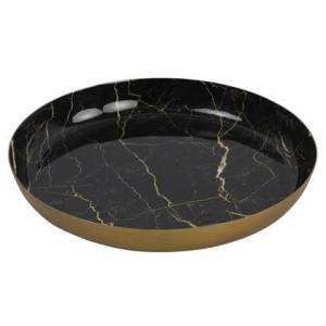 Countryfield Dienblad - Marble - Metaal - zwart|goud - Dia 20 cm