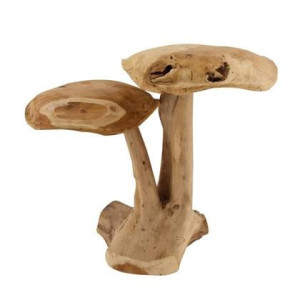 DKNC - Decoratie paddenstoel - Teak hout - 42x26x39cm - Bruin