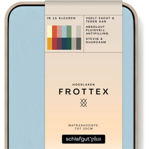 schlafgut Frottex Badstof Hoeslaken Eenpersoons – 90x200 cm - Matratshoogte tot 25cm - Blauw