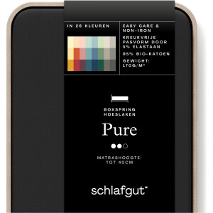 schlafgut Pure Boxspring matras Jersey Hoeslaken Eenpersoons – 90x200 cm - Matrashoogte tot 40cm - Zwart