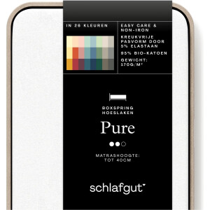 schlafgut Jersey Pure hoeslaken extra hoog - Eenpersoons M - 120x200 - 130x220 101 Full-White