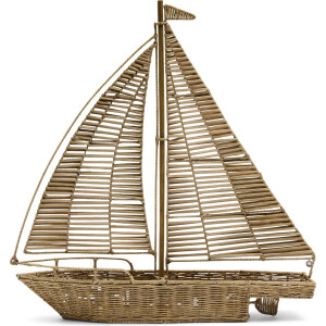 Riviera Maison Beeldje boot Naturel - Sculpture groot - Rattan, ijzer - (LxBxH) 65x15x69