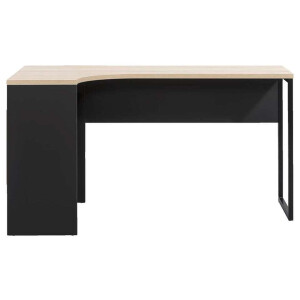 Leen Bakker - Hoekbureau Hannover - Zwart/eikenkleur - 76,8x145x81 Cm - Spaanplaat - Beige#Zwart
