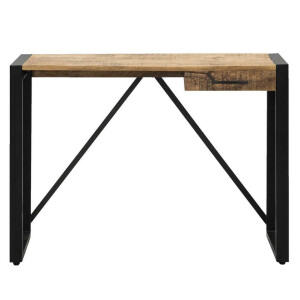 Leen Bakker - Bureau Kyan - Zwart/naturel - 78x110x40 Cm - Metaal/Hout - Bruin