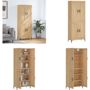 vidaXL Hoge kast 69-5x34x180 cm bewerkt hout sonoma eikenkleurig - Hoge Kast - Hoge Kasten - Dressoir - Buffetkast