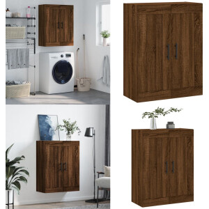 vidaXL Wandkast 69,5x34x90 cm bewerkt hout bruin eikenkleur - Wandkast - Wandkasten - Hangkast - Hangende Kast