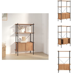 vidaXL Opbergrek - Opbergrekken - Opbergkast - Kast - Opbergrek 4-laags met kast 80x40x130 cm staal en bewerkt hout