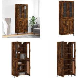 vidaXL Hoge kast 69-5x34x180 cm bewerkt hout gerookt eikenkleurig - Hoge Kast - Hoge Kasten - Dressoir - Buffetkast