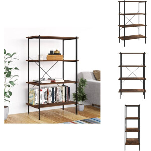 vidaXL Opbergrek - Opbergrekken - Opbergkast - Opbergkasten - Opbergrek 4-laags 80x40x130 cm zwart en naturel