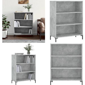 vidaXL Boekenkast 69,5x32,5x90 cm bewerkt hout betongrijs - Boekenkast - Boekenkasten - Boeken Plank - Schappenkast