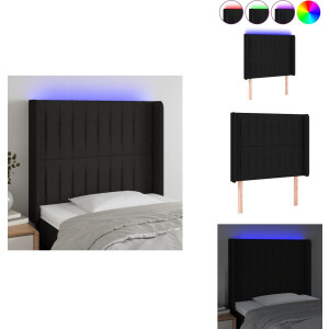vidaXL Hoofdbord - Hoofdborden - Hoofdeinde - Houten Hoofdbord - Hoofdbord LED 103x16x118/128 cm stof zwart