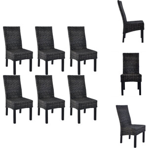 vidaXL Kubu Rattan Eetkamerstoelen - 46 x 61 x 93 cm - Zwart - Eetkamerstoel