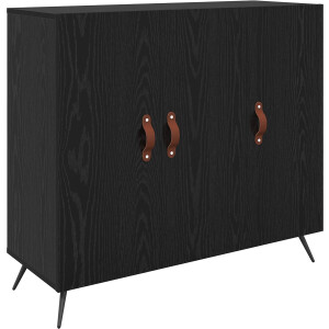 vidaXL - Dressoir - Zwart - 90 - x - 34 - x - 80 - cm - Bewerkt - hout