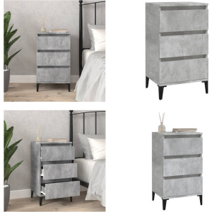 vidaXL Nachtkastje 40x35x70 cm bewerkt hout betongrijs - Nachtkastje - Nachtkastjes - Nacht Kastje - Kastje