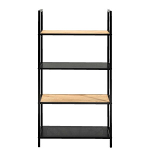 Leen Bakker - Boekenkast Debbey - Zwart/naturel - 119x64,5x30 Cm - Metaal/Hout - Bruin#Zwart - 64.5x119x30 Cm