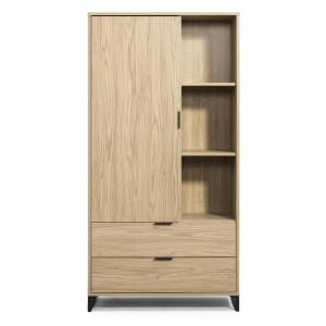Leen Bakker - Wandkast Lucca - Eikenkleur - 190x95x40 Cm - MDF - Bruin#Beige