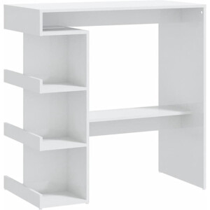 vidaXL - Bartafel - met - opbergrek - 100x50x101,5 - cm - hoogglans - wit
