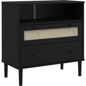 vidaXL - Dressoir - SENJA - rattan-look - 80x40x80 - cm - massief - grenenhout - zwart