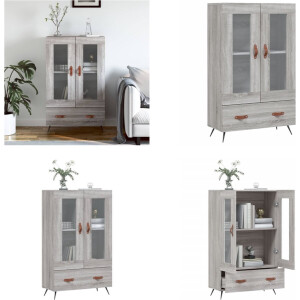 vidaXL Hoge kast 69-5x31x115 cm bewerkt hout grijs sonoma eikenkleurig - Hoge Kast - Hoge Kasten - Dressoir - Kast