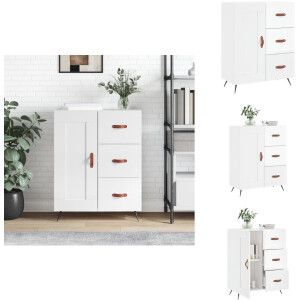 vidaXL Dressoir - Dressoirs - Kast - Wandkast - Dressoir 69,5x34x90 cm bewerkt hout hoogglans wit