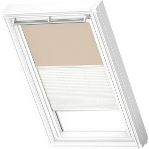 VELUX Origineel Verduisterend Rolgordijn Plus Plissé (DFD) Wit Kozijn, MK06, Beige