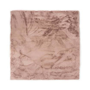 Tapeso Vierkant hoogpolig vloerkleed - Comfy plus - roze - 100x100 cm