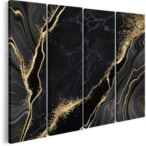 Artaza Canvas Schilderij Vierluik Abstracte Kunst - Marmer met Gouden Tinten - 160x120 - Groot - Foto Op Canvas - Canvas Print