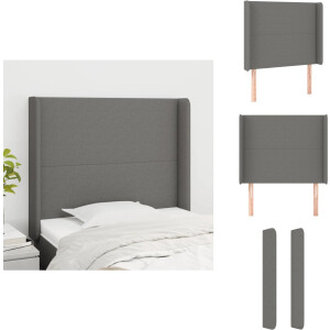 vidaXL Hoofdbord - Hoofdborden - Hoofdeinde - Houten Hoofdbord - Hoofdbord met randen 93x16x118/128 cm stof donkergrijs