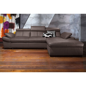 exxpo - sofa fashion Hoekbank Salerno, klassieke moderne functionele bank, hoog zitcomfort, L-vorm inclusief verstelbare hoofdsteun en armleuning, naar keuze met slaapfunctie