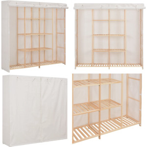 vidaXL Kledingkast 173x40x170 cm stof wit - Kledingkast - Kledingkasten - Garderobekast - Garderobekasten