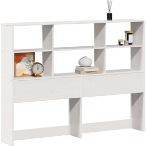 vidaXL - Hoofdbord - met - opbergruimte - 140 - cm - massief - grenenhout - wit