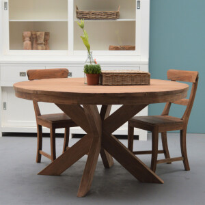 Livingfurn Ronde Eettafel 'Beek' 130cm, Teakhout
