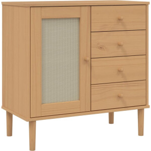 vidaXL - Dressoir - SENJA - 80x40x80 - cm - rattan - look - massief - grenenhout - bruin