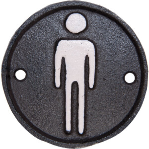 Clayre & Eef WC Bordje Heren Ø 8 cm Bruin IJzer Man