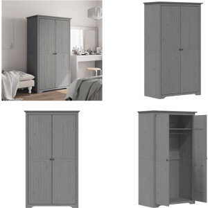 vidaXL Kledingkast BODO 99x53,5x173 cm massief grenenhout grijs - Kledingkast - Kledingkasten - Garderobekast - Kast