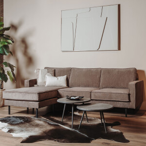 Tower Living Loungebank 'Derby' Rib, Links/Rechts, kleur Bruin